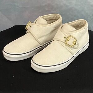 Vans Suede Chukka MS Monk Strap Mid Top Sneakers Cream Gold Buckle Womens 6